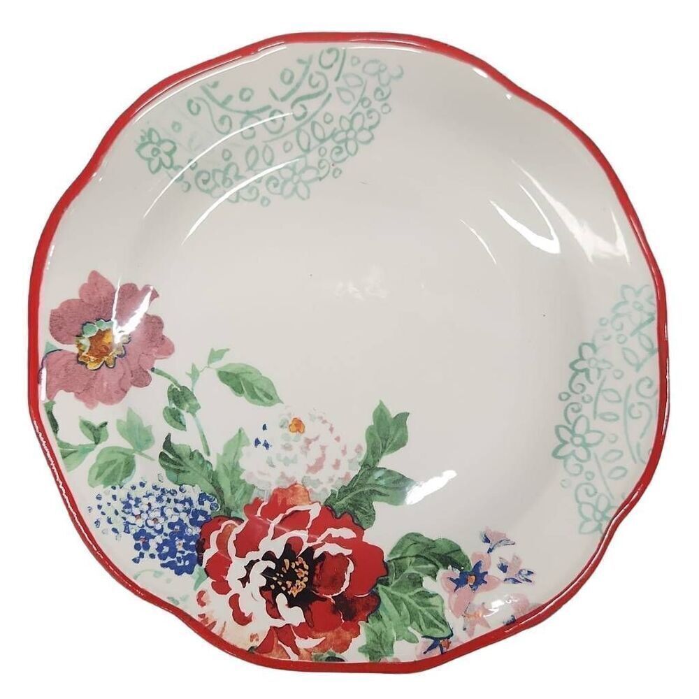 The Pioneer Woman Country Garden 10" Red Rimmed Dinner Plate